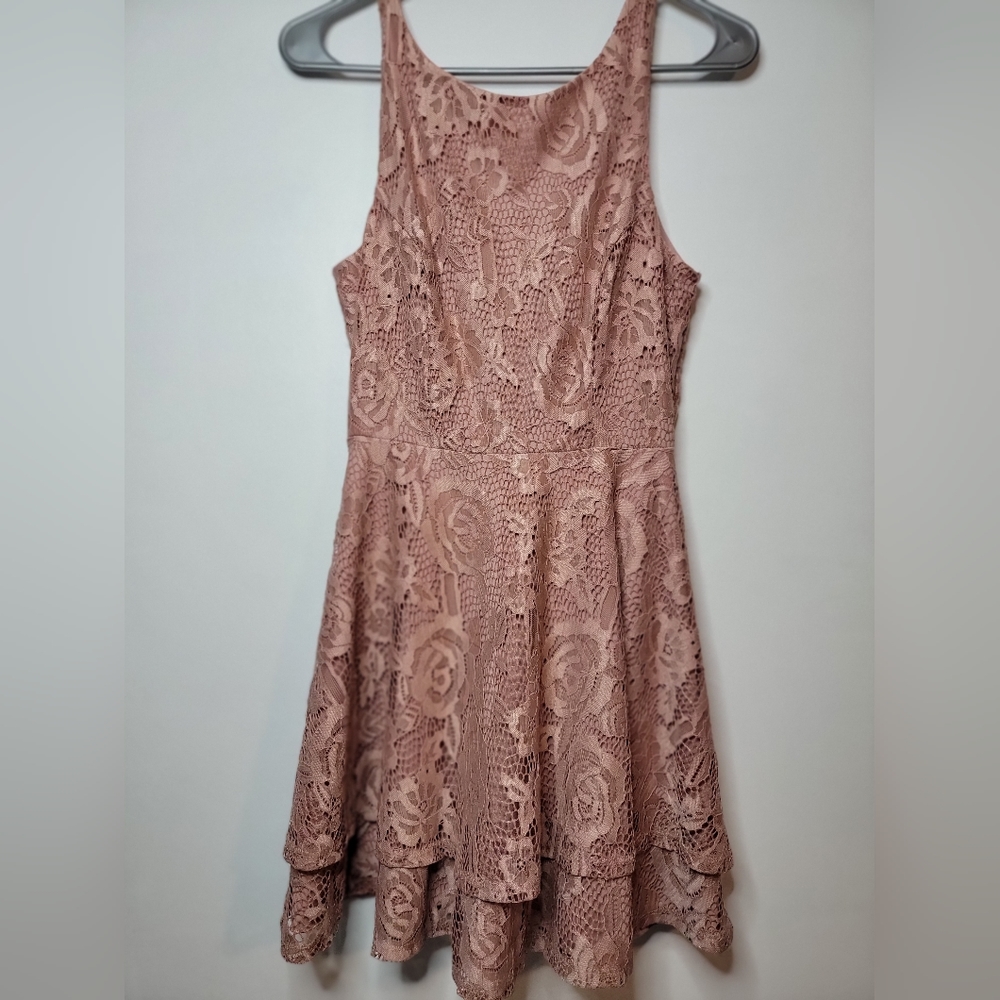 Nude Pink Lace Midi Dress